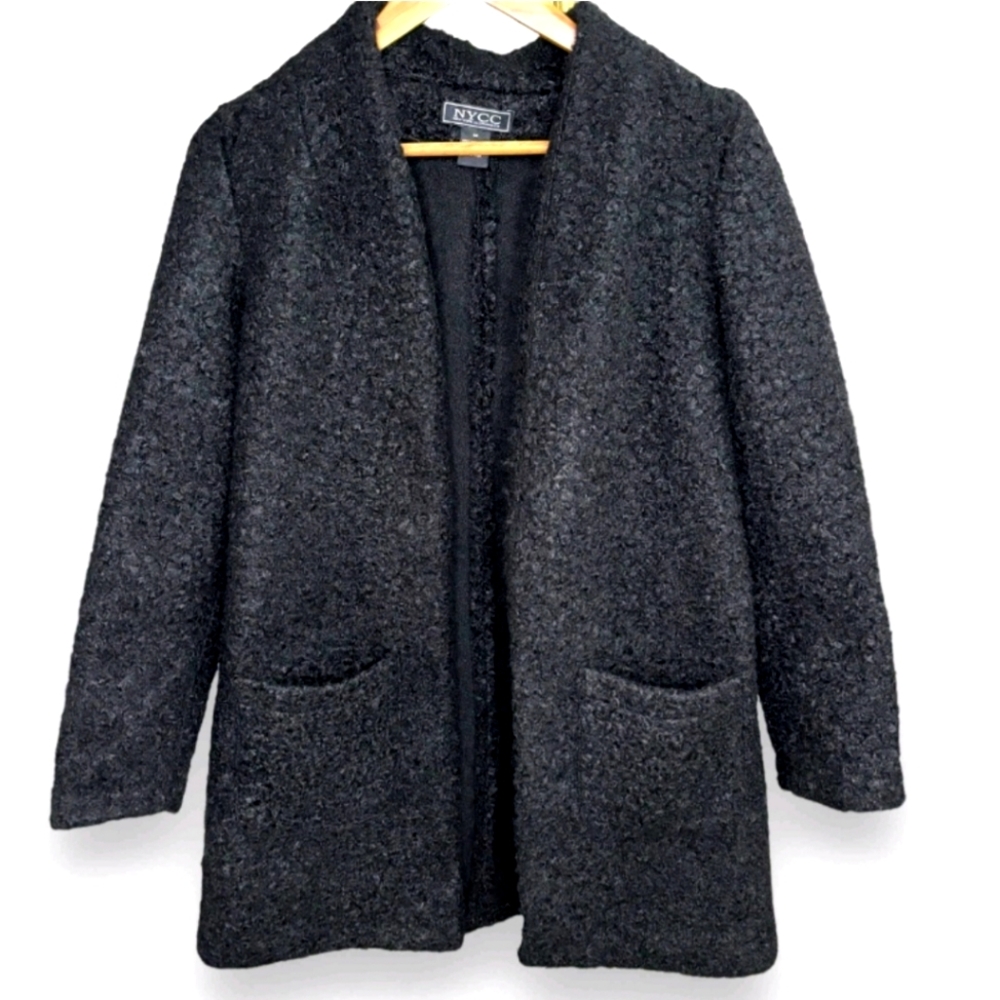NYCC New York Clothing Company Cozy Sherpa-Like Open Black Jacket Large
